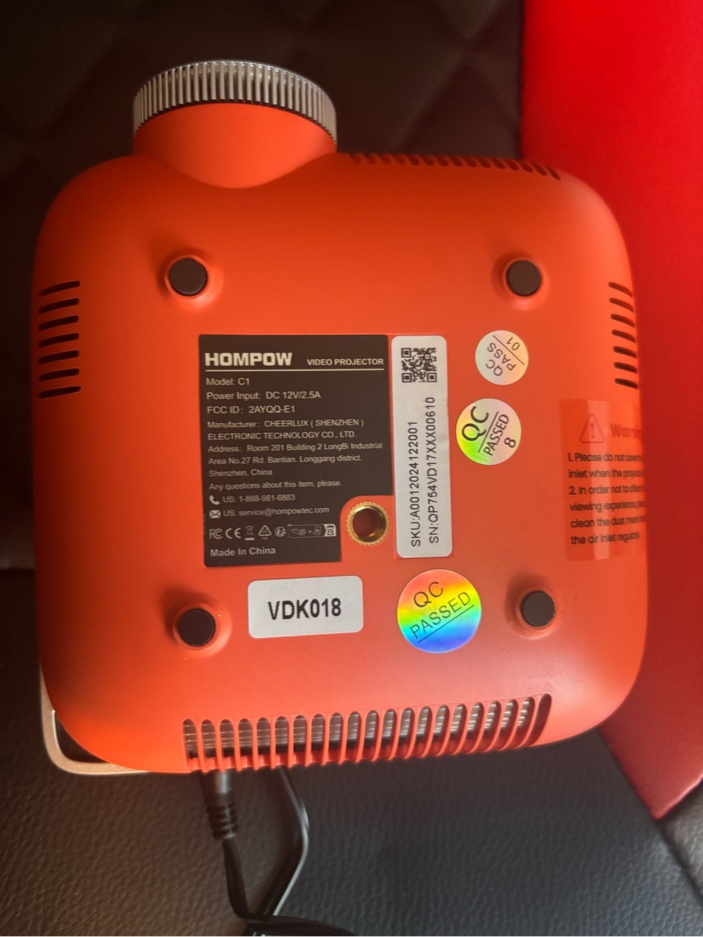 Red Portable Mini Projector with Remote Control - Picture 7 of 7